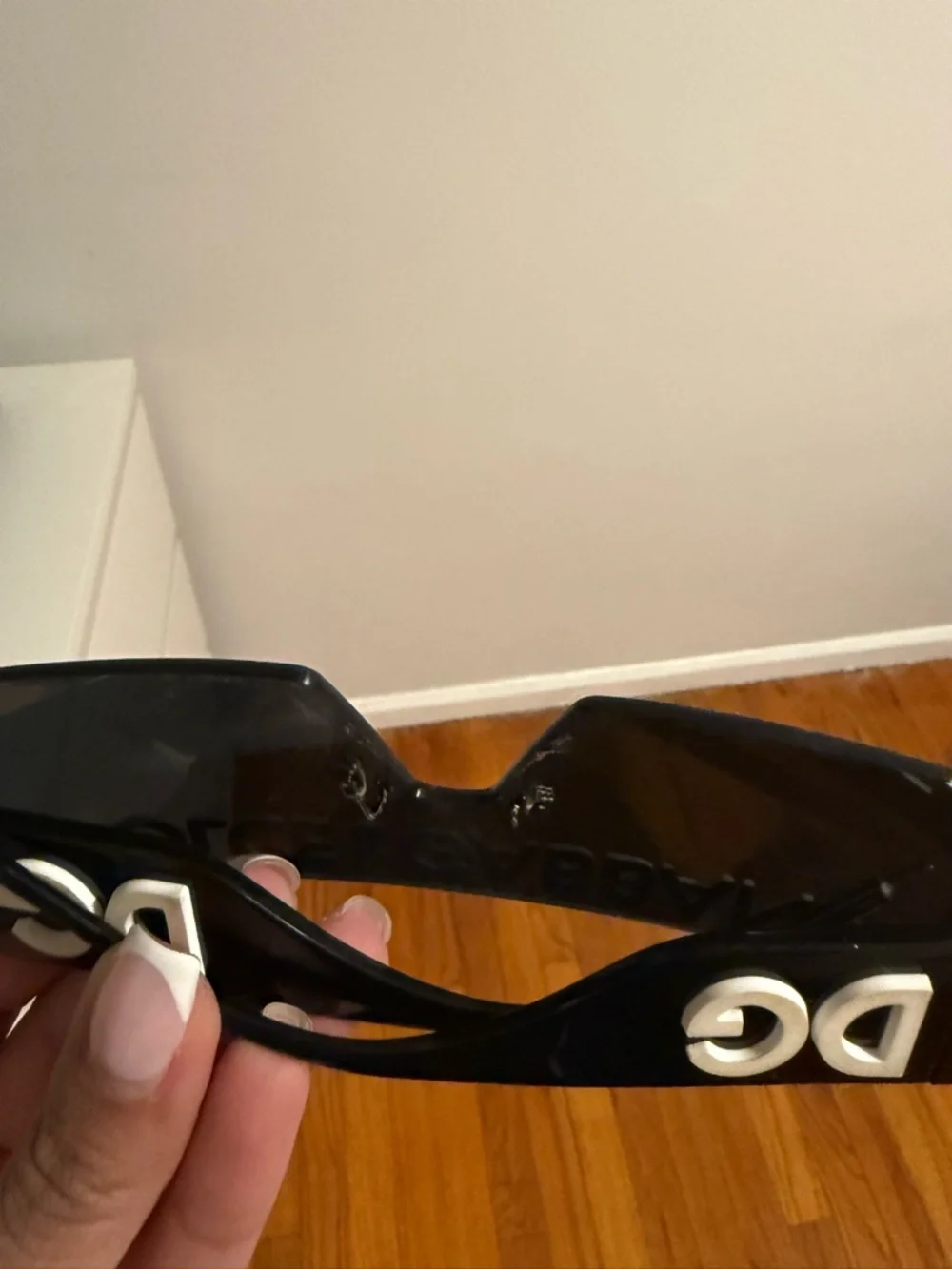 Dolce & Gabbana Black Oversized Logo Shield Sunglasses